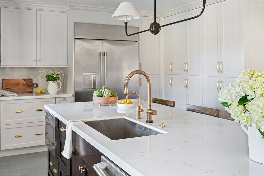 absolute white marble in kitchen